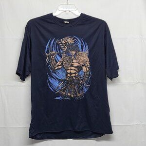 Mens Animae Samurai Graphic Print T Shirt XL Warrior Short Sleeve - C2 Sport
